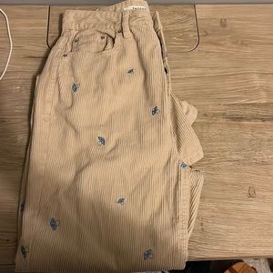 Pacsun Tan and Blue Mushroom Corduroy Pants Size 26